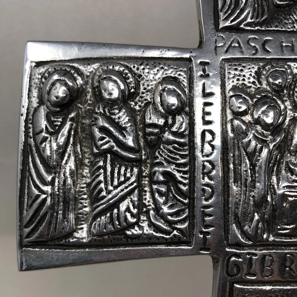 Vintage Pewter Cross Silver Tone Religious Decor